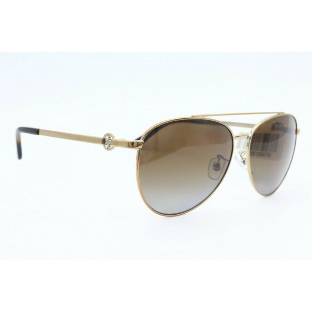 Tory Burch TY 6074 3279T5 Gold Aviator Sunglasses Brown Polarized Lenses 58mm - Picture 4 of 7